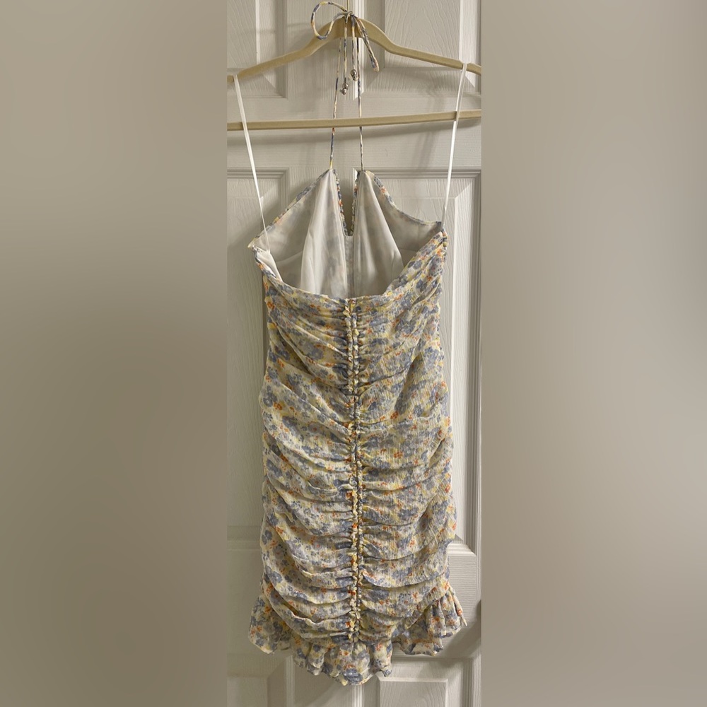 Floral Ruched Mini Dress Small - Picture 6 of 8